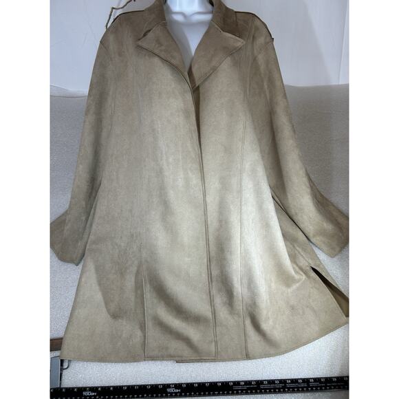 T Tahari Size 3X Open Front Faux Suede Blazer Jacket Tan/Brown Soft New W/Tag - Picture 6 of 10